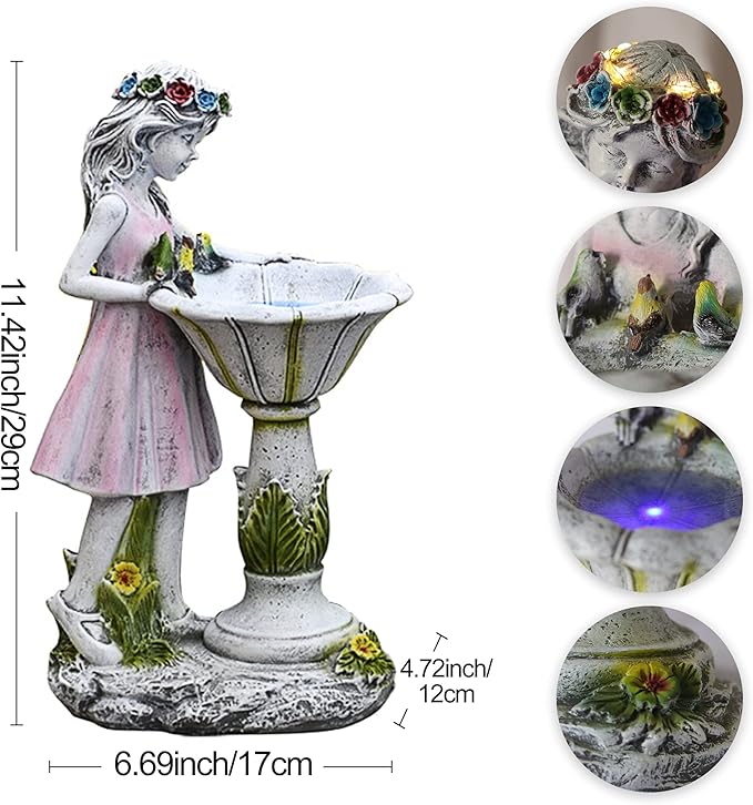 Voveexy Fairy Garden Statue, Solar Garden Angel Figurine with Color Changing Light Outdoor Decoration Waterproof Angel Sculpture for Patio Yard Lawn Porch Art Ornament Christmas Birthday Gift