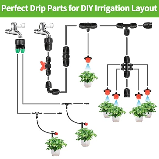 RedChili 8 Pcs 3/4" Garden Hose Adapter to 1/4" Drip Irrigation Tubing Fittings, 3/4 Inch FHT to 1/4 Inch 2 Way Drip Tube Barbed Locked Nut Connectors Female Faucet to 1/4" Water Line Adapters