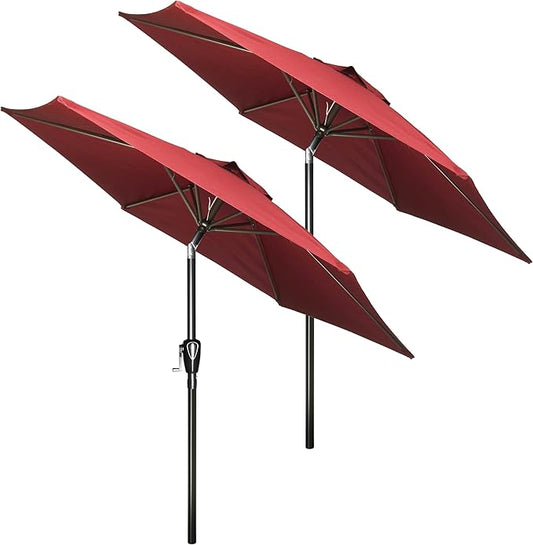 HealSmart 7.5ft Patio Umbrella with Push Button Tilt/Crank, Outdoor Table Market Yard Umbrella, 6 Sturdy Ribs for Garden, Deck, Backyard, Pool
