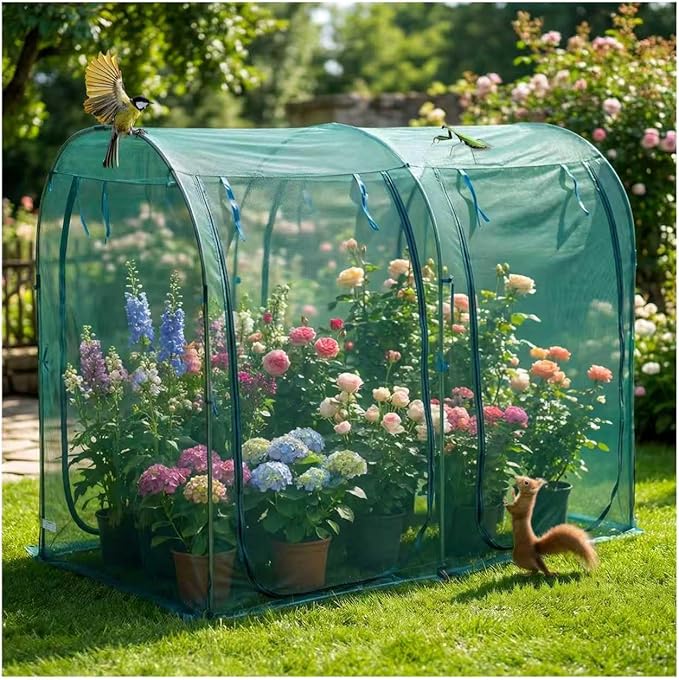99x49x72inch Crop Cage for Garden, Large Tunnel Plant Netting Cover,4 Roll-Up Zipper Door Garden Cage,Bug Netting Cover for Vegetables &Fruits,Durable Raised Garden Ded Covers Garden Netting