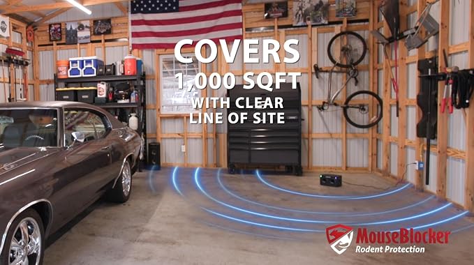 MouseBlocker 1000x Plug-in Rodent Deterrent for Garages & Buildings