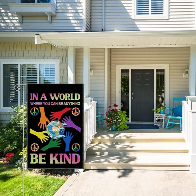 Perfectinsoy In a World Where You Can Be Anything Be Kind Funny Garden Flag, Inclusive Equality Diversity Gay Pride Yard Banner, Welcome Yard Lawn Outdoors Decor, Earth Peace Social Justice Flag Gifts