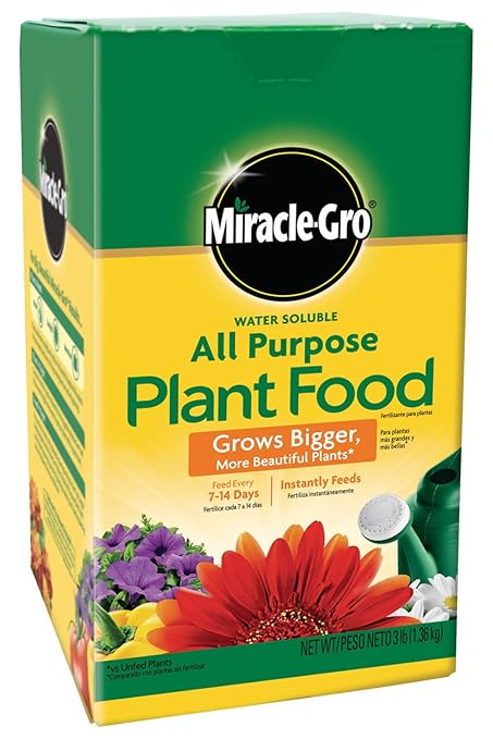 Miracle-Gro Water Soluble All Purpose Plant Food - Fertilizer For All Indoor or Outdoor Plants including Roses, Flowers, Vegetables, Houseplants, Trees, and Shrubs, 3 lbs.