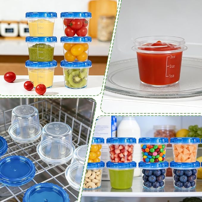 12 Pack 4 oz Plastic Containers with Twist Lids, Small Food Containers