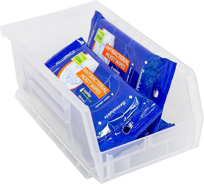 Akro-Mils 30220 AkroBins Plastic Storage Bins, 7"x4"x3", Clear, 24-Pack