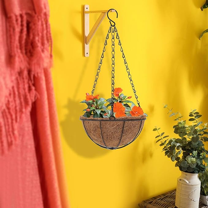6 Pcs 8inch Coconut Fiber for Plants Round Hanging Basket Liner Wall Planter Insert Replacement Coco Coir Liner for Window Box, 100% Natural Coconut Fiber Fence Flower Baskets Pot (6, 8 inch)