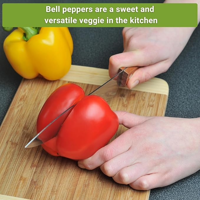Sow Right Seeds - Sweet Bell Pepper Seed Collection for Planting a Home Garden - Cal Wonder, Emerald Giant, Orange Sun, Purple Beauty, Sunbright, Chocolate Beauty - Non-GMO Heirloom Variety Pack