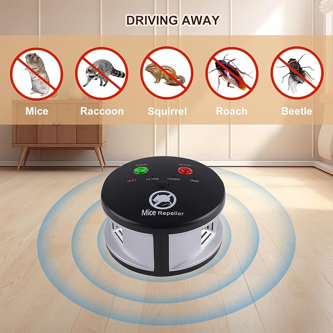 Ultrasonic Rodent Repellent Indoor, Ultrasonic Mice Repellent Plug in Pest Deterrent 360° Control for Rodent, Squirrel Repellent Plug in Deterrent for House, Pest Control for Basement