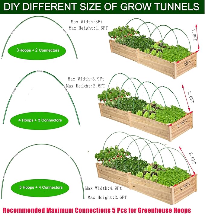 40 Pcs Greenhouse Hoops Kit, Gardening Grow Tunnel Hoops for Raised Bed Rust-Free Coated Fiberglass Garden Support Hoops Frame, Plant Supports Garden Stakes for Garden Plant Shade Cloth Row (40PCS)