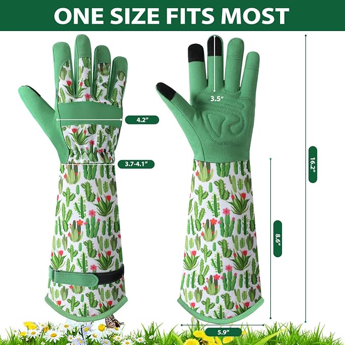 Trifabricy Gardening Gloves for Women, Leather Long Garden Gloves with Grip, Thorn-Proof Puncture-Resistant Work Gloves