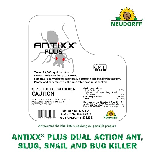 Neudorff ANTIXX Plus Ant & Insect Control Granules for Ants, Crickets, Cutworms, Earwigs, Pillbugs, Slugs, Snails and Sowbugs for Organic Gardening