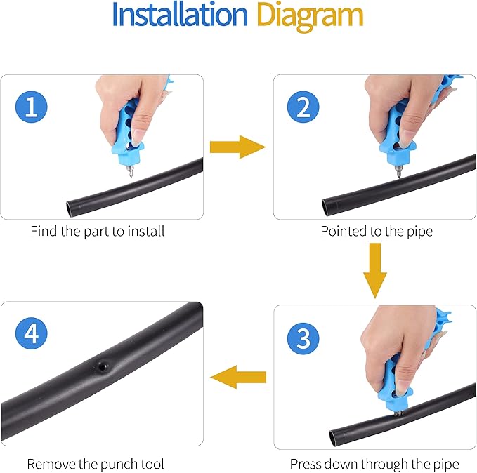 2-in-One Drip Irrigation Tubing Hole Punch with 20 pcs Plugs,Drip Irrigation Tool Used for 1/4 inch Fitting and Emitter Insertion,1 Pcs-Blue