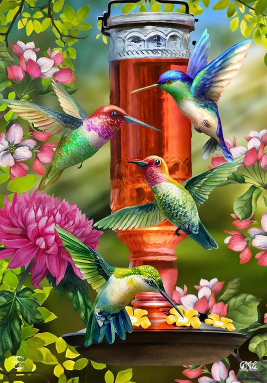 Hummingbird Feeder Spring Garden Flag Floral 12.5" x 18" Briarwood Lane