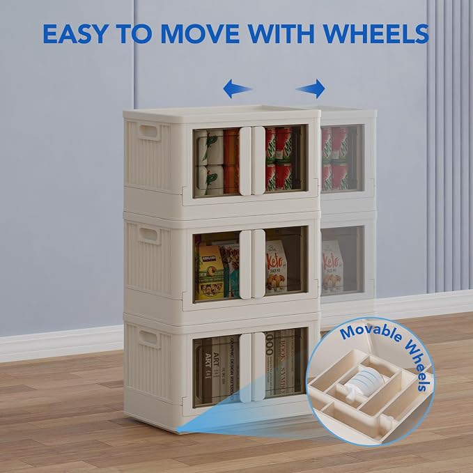 FLEXIMOUNTS 75 QT Stackable Plastic Storage Bins With Lids, Milky White