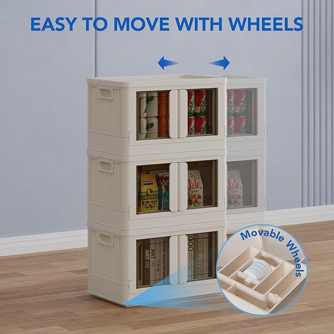 FLEXIMOUNTS 150 QT Stackable Plastic Storage Bins With Lids, Milky White