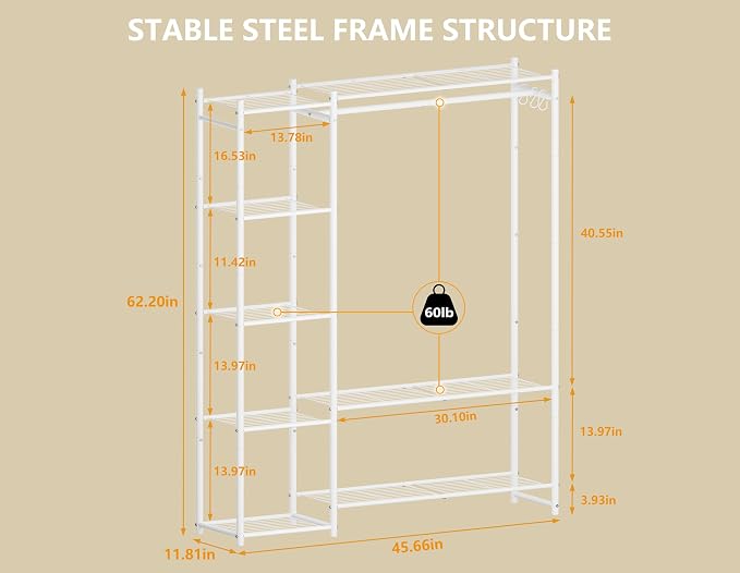 HOMIDEC Wardrobe Closet,Portable Clothes Rack with 4 Tiers Shelves