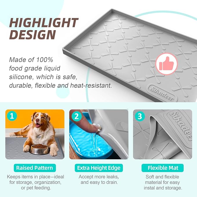 SIKADEER Waterproof Under Sink Mat 31" x 19" Silicone Mat Cabinet Protector | Heavy Duty Kitchen Cabinet Liner, Easy Press Drain, Home Essentials for Pet Feeding, Boots, Bathroom, Organizers & Storage