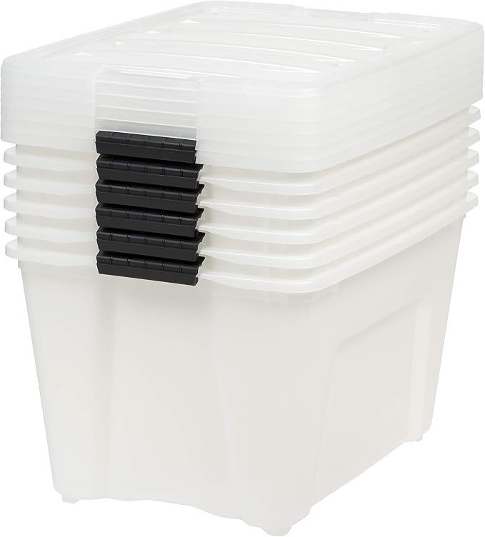 IRIS USA 6-Pack 54 Quart Storage Bins with Lids, Pearl