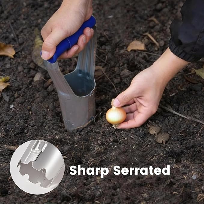 Bulb Planter Tool, Bulb Planter with Depth Markers and Bend Free for Planting Bulbs and Digging, Designed Automatic Soil Releasing Seed for Tulips, Dahlias, Daffodils