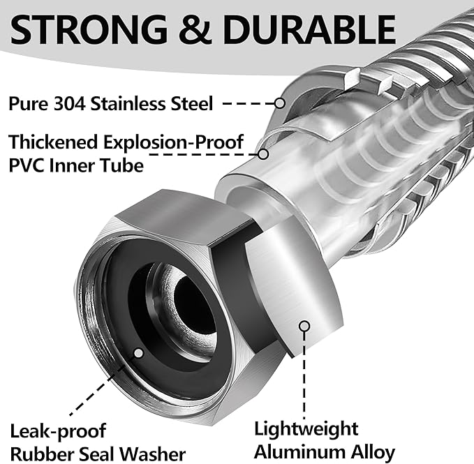 50 Foot Garden Hsoes - 2026 New 304 Stainless Steel Garden Hose with 3/4'' Fittings – Lightweight, Durable, and Kink-Free, Metal Water Hoses for Gardening