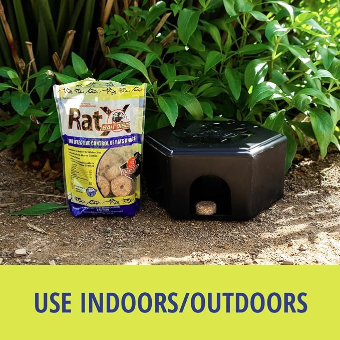RatX Rodent Bait Station for Mice & Rats – Indoor & Outdoor Use | Small Plastic Bait Box | Compact Size | Weatherproof, Reusable