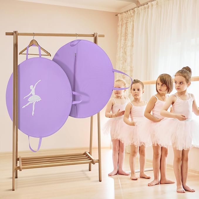 KEEGH 35 inch Girls Tutu Garment Bag Pancake Dance Bag, Purple