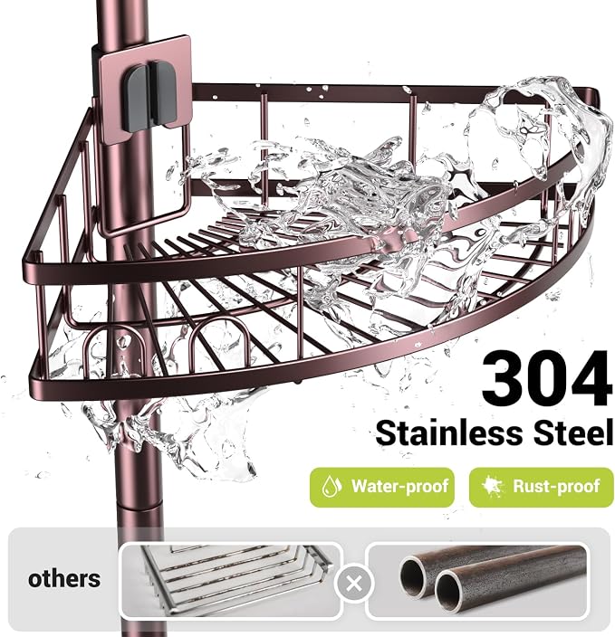 Standing Corner Shower Caddy - Rustproof Bathroom Shower Stand Shelf