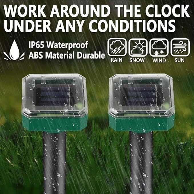 Mole Repellent Ultrasonic Solar Powered Animal Repellent for Outdoor Lawn Garden for Snakes, Moles, Gophers, Groundhogs, Voles and Other Burrowing Rodents (8 Pack)