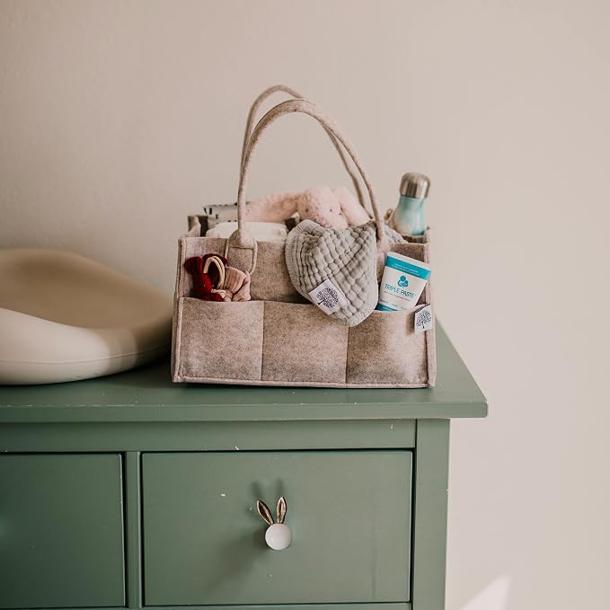 Parker Baby Co. Felt Diaper Caddy Organizer - Large, Oatmeal