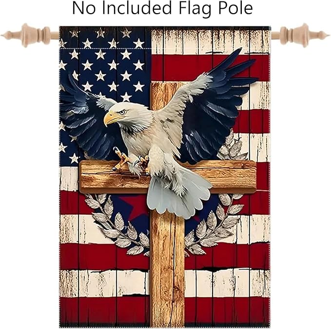 Patriotic Stars and Stripes Eagle Garden Flag 12x18 Inch Double Sided Outside, USA 4th of July Memorial Day Independence Day Yard Outdoor Decoration for All Seasons