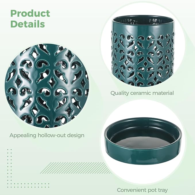 Ceramic Orchid Planter with Holes Orchid Pots with Tray for Home Plant Decoration, Quality Ceramic Material Breathable Design Ideal for Indoor and Outdoor Use