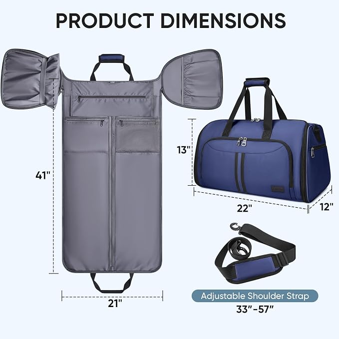 BALEINE Garment Bags for Travel, Water Resistant Carry on Suit Bag