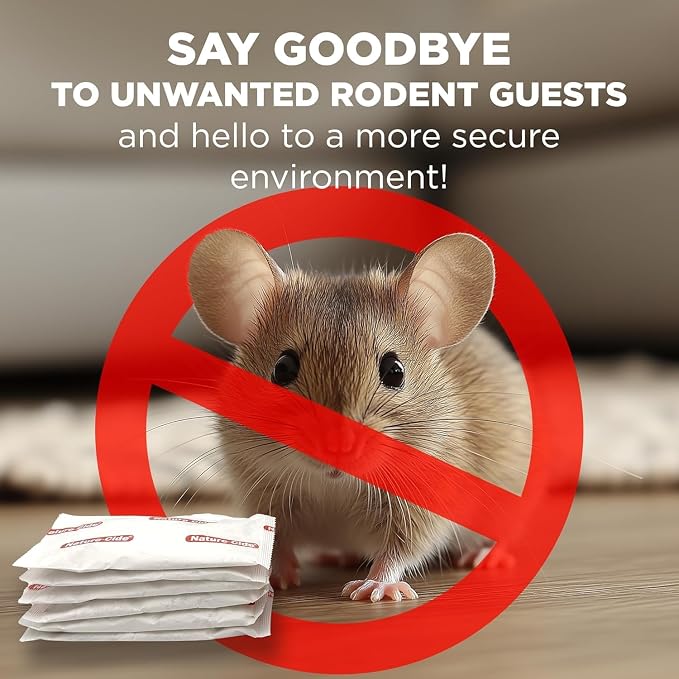 Nature-Cide Rat & Mouse Repellent Pouches, Peppermint Oil Rodent Repellent for Home, Garage, Car, RV & Shed, Mint Scent Mouse Deterrent, 12 Pouches