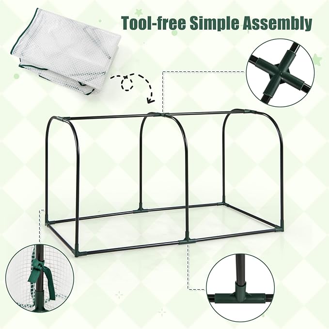 Happygrill Raised Garden Bed with Greenhouse Cover, Raised Bed with Legs & Drainage Holes for Herbs, Vegetables, Outdoor Wood Elevated Planter Box for Patio, Backyard, Balcony (White+Grey)