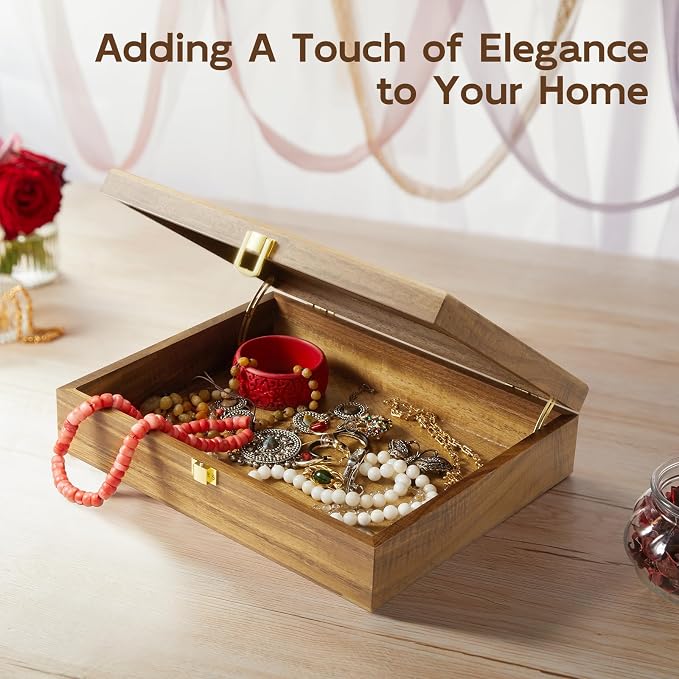 Acacia Wood Keepsake Box, Large Decorative Box, Memories Box with Lids, Wedding Keepsake Box, Jewelry Box, Prayer box, Wooden Gift Box,