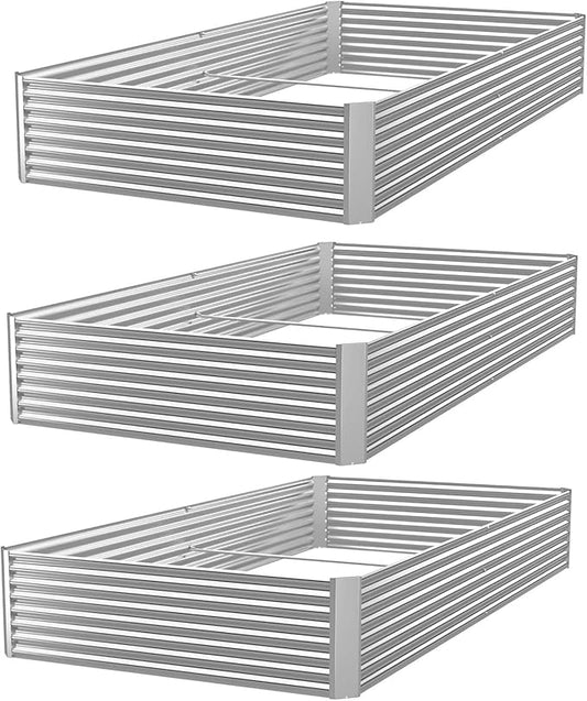 3pcs 6x3ft Galvanized Raised Garden Bed Outdoor,Above Ground Garden Bed for Vegetable,Metal Raised Beds for Flower,Steel Raised Beds for Gardening