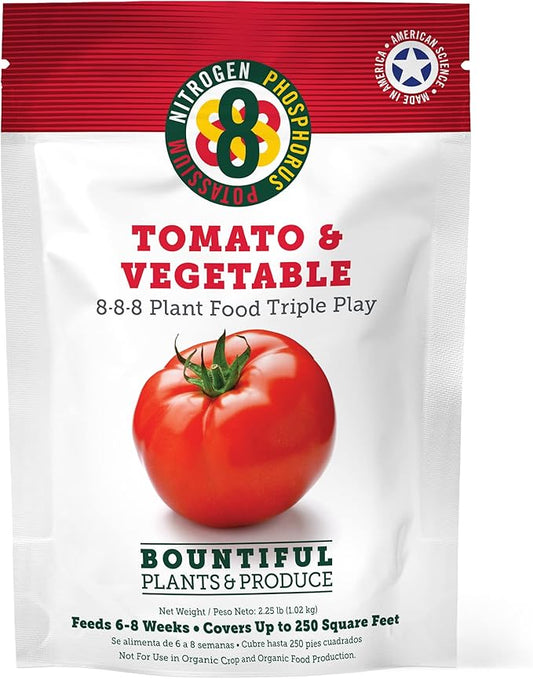 2.25lb Tomato & Vegetable Plant Food Fertilizer Triple Play 8-8-8 (Covers Up to 250 Square Feet)