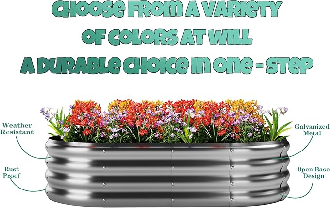 ZFHgarden Garden Box Raised Flower Bed Galvanized Metal Planter Round Raised Garden Bed Kit for Gardening Outdoor 1PC Black 8X2X1FT