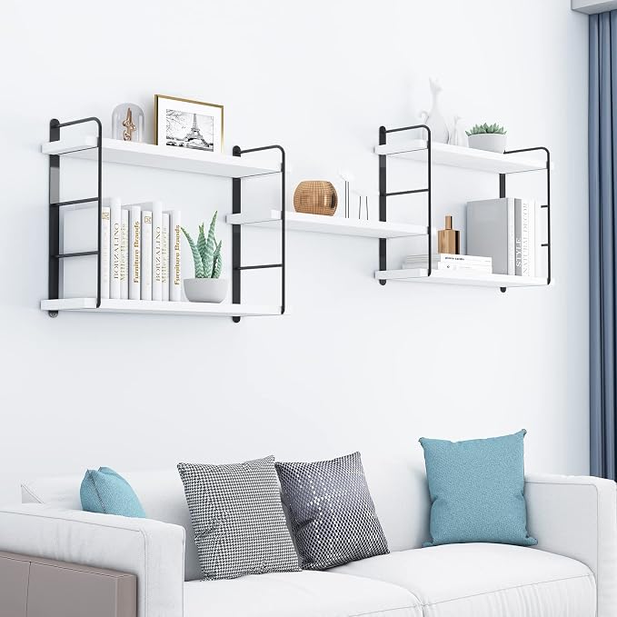 MXCSE Shelves on Wall, Floating Bookshelves, Shelves for Room Wall (White) | Wall Shelves, Wall Mounted Bookshelves, Floating Shelves for Wall, Floating Shelves, Bedroom, Living Room