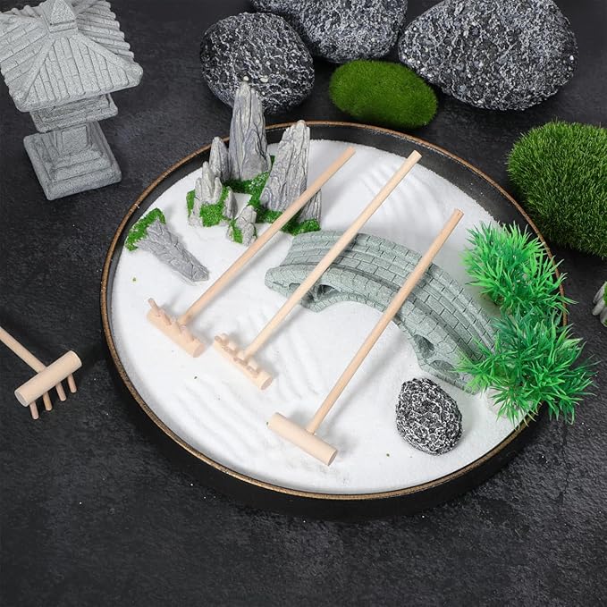 Garneck 64Pcs Mini Zen Garden Rakes Set Sand Rakes for Meditation Mini Zen Garden Accessory Smoothing Sand Table Desktop Decor and Feng Shui for Home Office