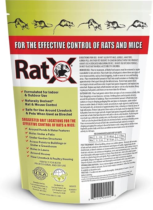 EcoClear Products 620102, RatX All-Natural Non-Toxic Humane Rat and Mouse Killer Pellets, 3 lb. Bag