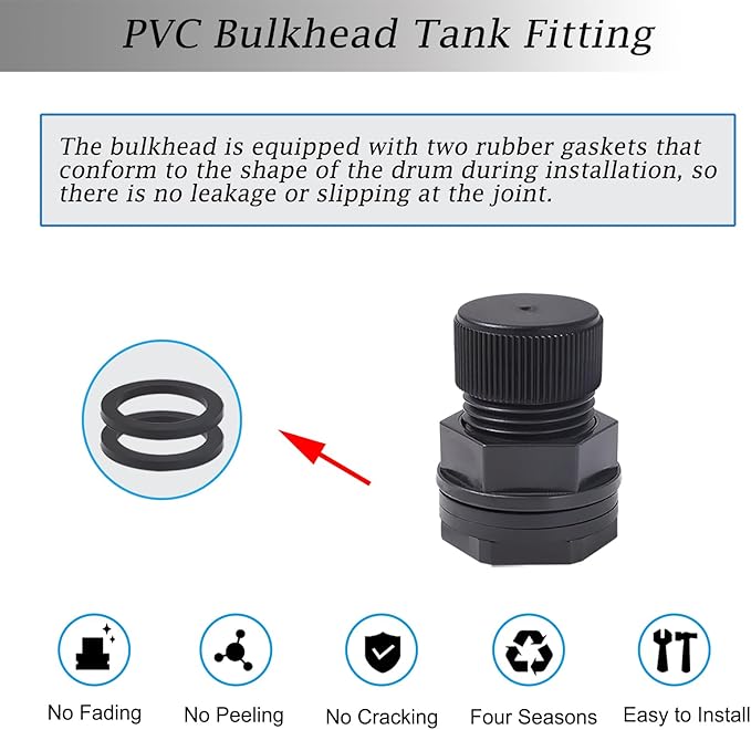 Garden Hose Bulkhead Fitting with Plug, Dual 1/2" Female NPT x 3/4" Male GHT (Garden Hose Thread) Bulkhead Tank Fitting for Rain Barrels, Aquariums (10 Pack)