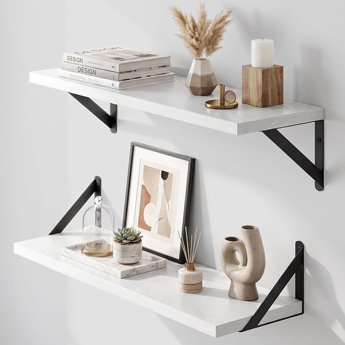 Dreamland Wall Mounted Floating Shelves Set of 2, 24x8, White
