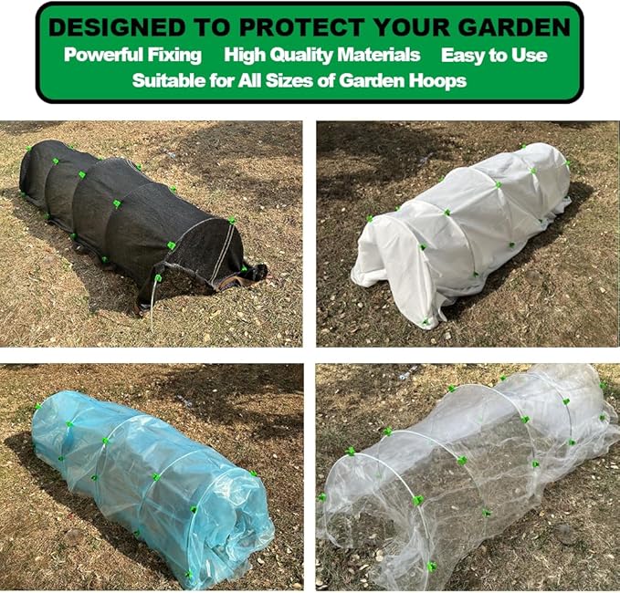 Greenhouse Clamps for 0.157-0.472inch Greenhouse Hoops(Fiberglass Support Hoops),Plant Support.for Fixing Plant Cover,Plastic Sheeting,Film Row Cover,Garden net.（30pcs)