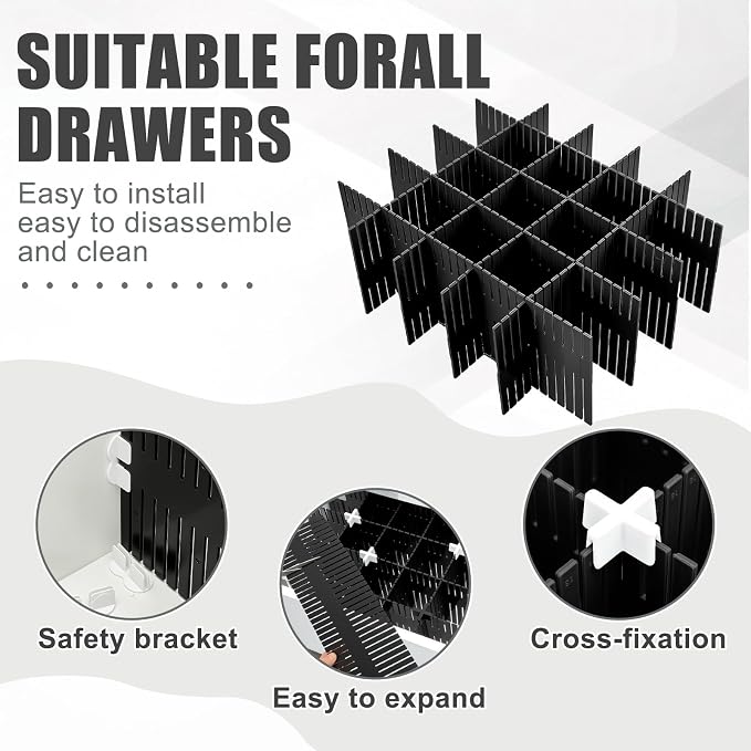 15 Pcs 5.12 Tall Drawer Divider Adjustable Drawer Organizer,Black