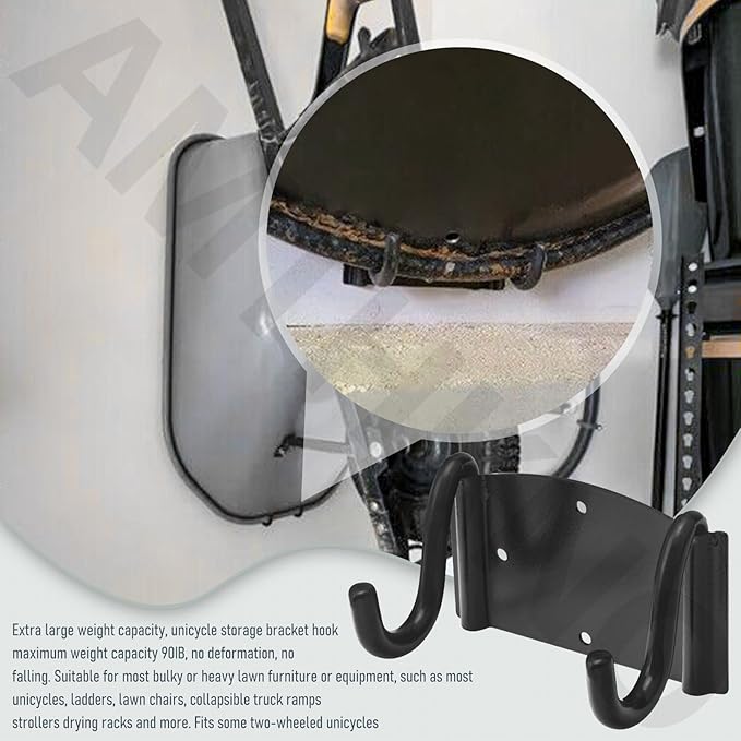 AMTHKNO Wheelbarrow Storage Bracket - 90 lbs Capacity, Use for Most Wheelbarrows, Effectively Saving Space in Gardens Shed or Workshops, Comes with Spring Loaded Lift Latch Safety Catch Feature