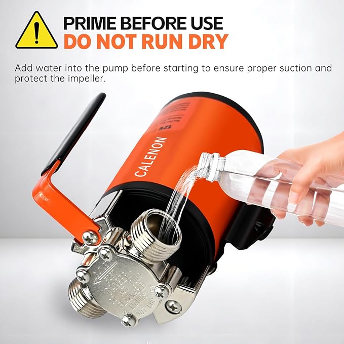 12V Water Transfer Pump, 330 GPH Portable DC Utility Pump with 6ft Suction Hose, Self-Priming Battery Powered Pump for Garden, Rain Barrel, RV Tank, Boat & Emergency Draining