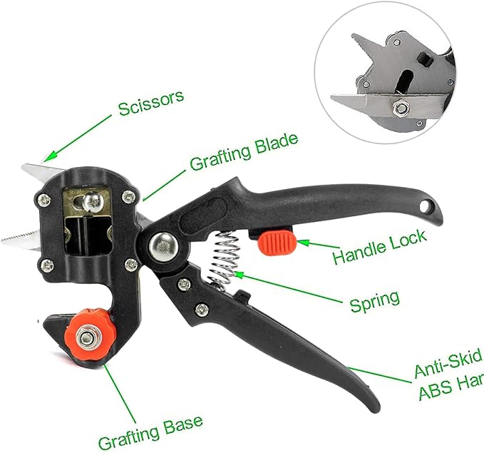 Garden Grafting Tool Pruner Kits, 2 in 1 Pruning Tools Including Grafting Knife Replacement Blades Grafting Tapes for Plant Branch Twig Vine Fruit Tree Cutting Pruner Tool Kits
