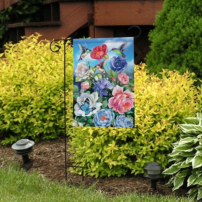 Briarwood Lane Hummingbird and Roses Spring Garden Flag
