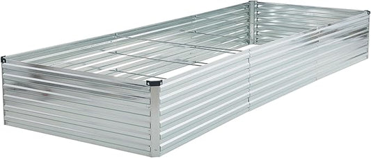 Foxlang 12x4x1.5ft Galvanized Raised Garden Bed,Outdoor Planter Box Metal Patio Kit Planting Bed for Vegetables Flowers Herb,Silver